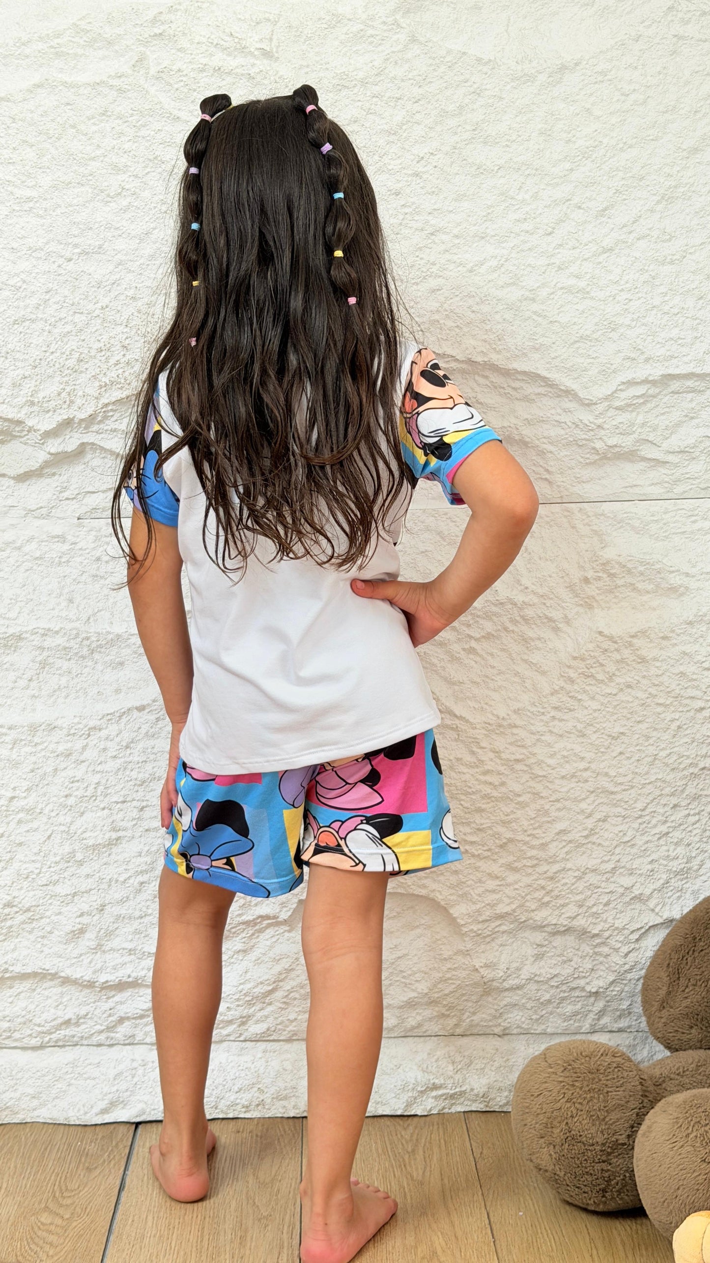 PIJAMA NIÑA SHORT MINNIE CUADROS