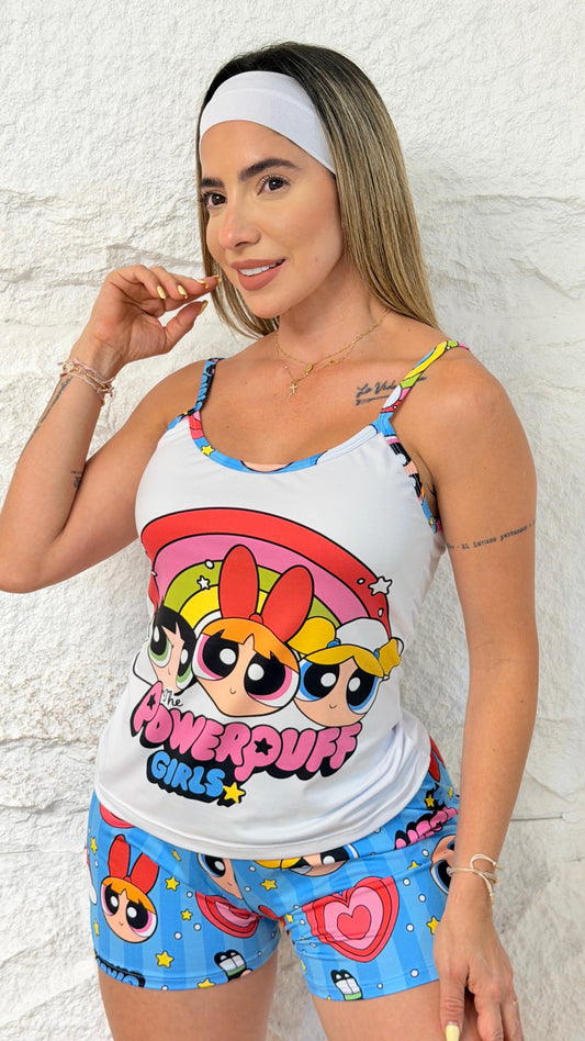 PIJAMA SHORT TIRAS DAMA SUPERPODEROSAS