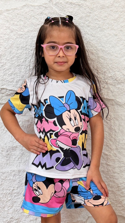 PIJAMA NIÑA SHORT MINNIE CUADROS