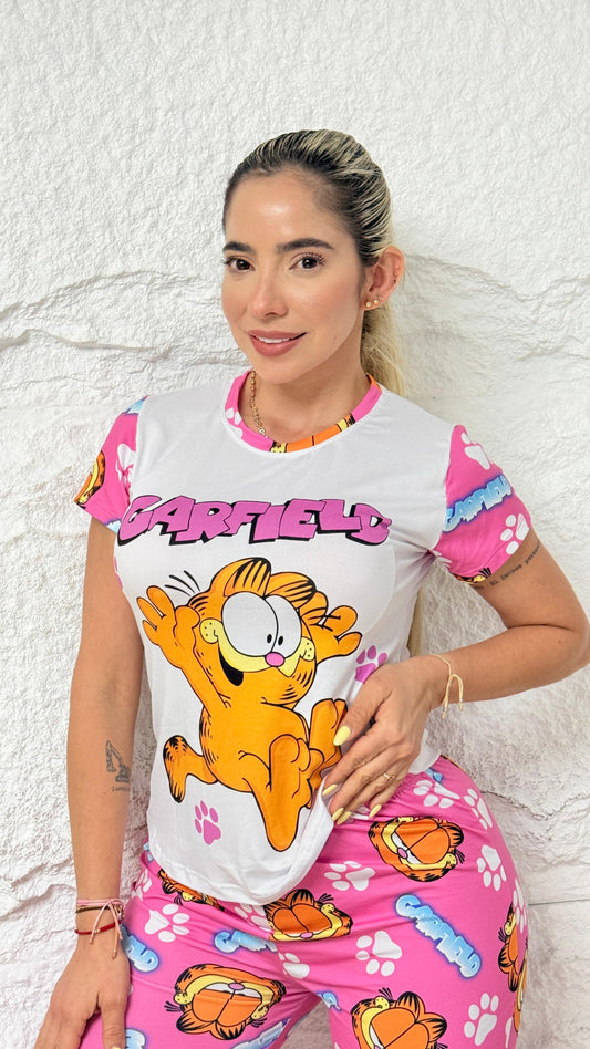 PIJAMA PANTALÓN DAMA GARFIELD FUCSIA