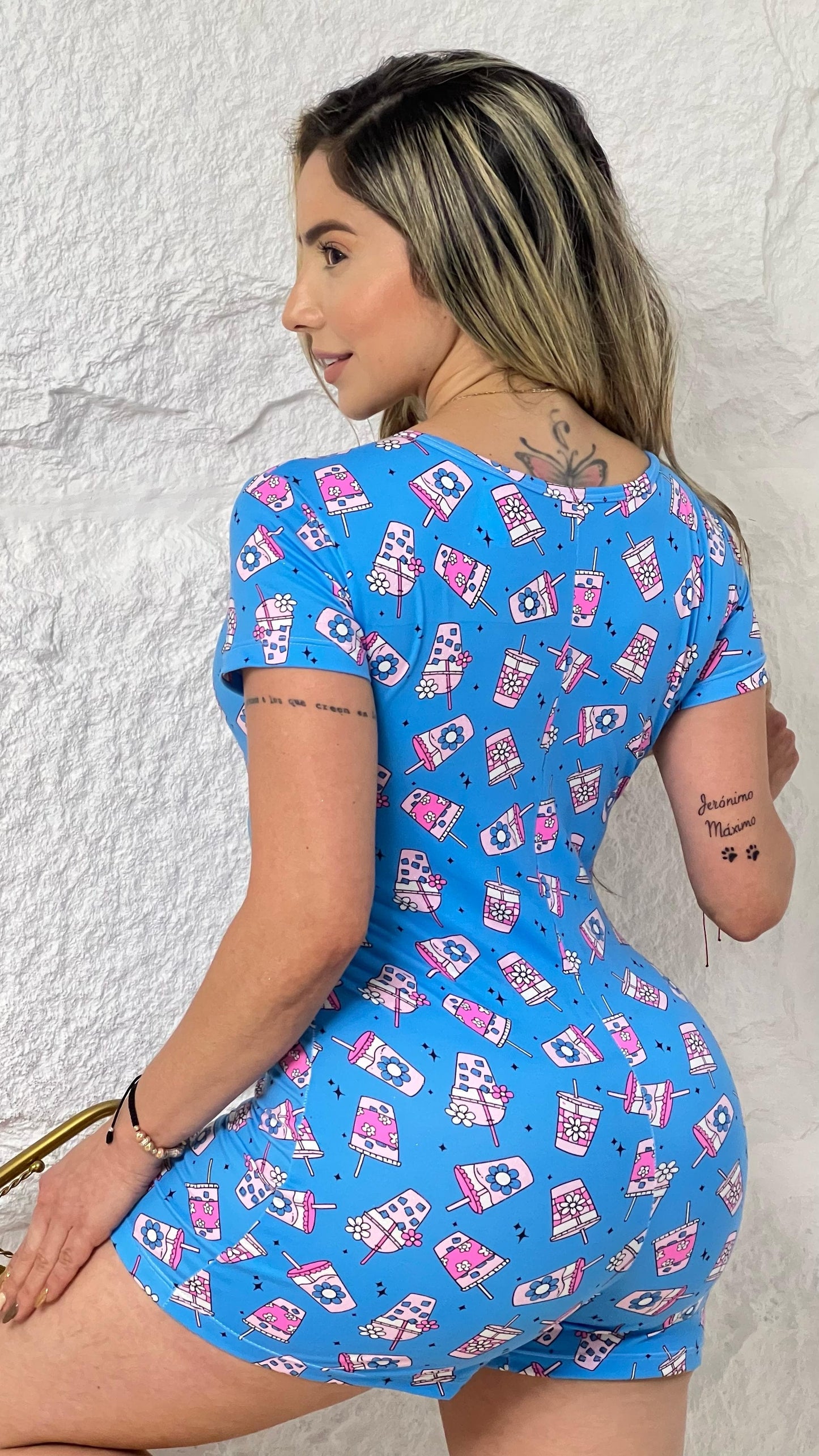 PIJAMA ENTERIZO VASO AZUL