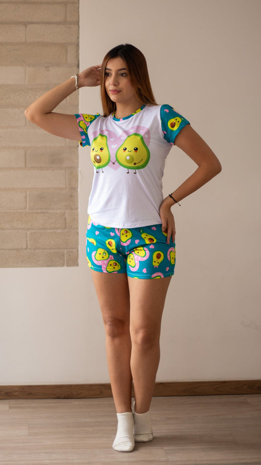 PIJAMA SHORT CAMISETA AGUACATE