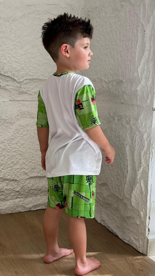 PIJAMA SHORT NIÑO MINECRAFT