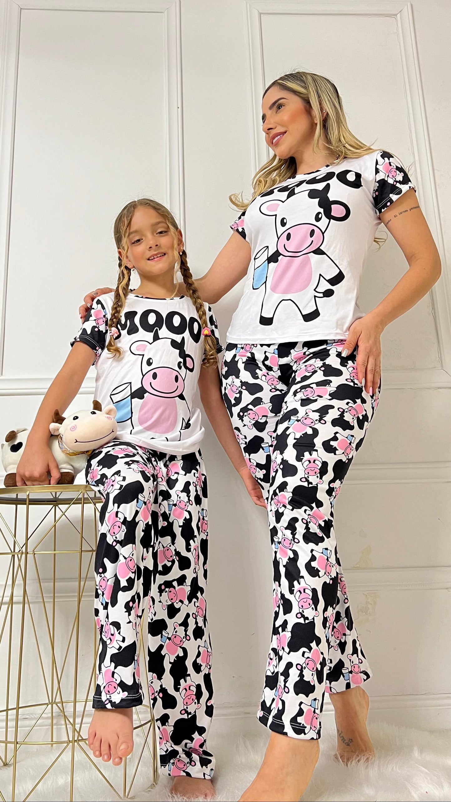 PIJAMA PANTALON MAMÁ E HIJA VACA