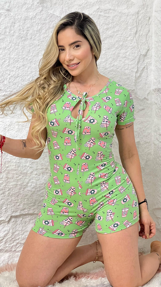 PIJAMA ENTERIZO VASO VERDE