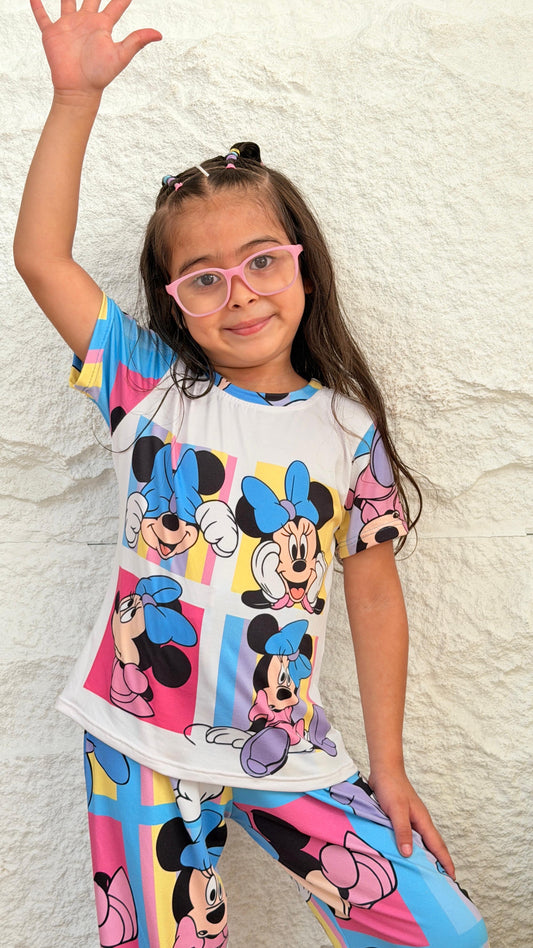 PIJAMA NIÑA PANTALON MINNIE CUADROS