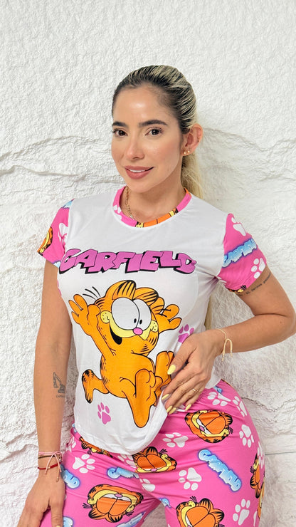 PIJAMA PANTALÓN DAMA GARFIELD FUCSIA