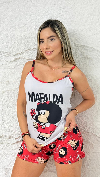 PIJAMA SHORT TIRAS MAFALDA