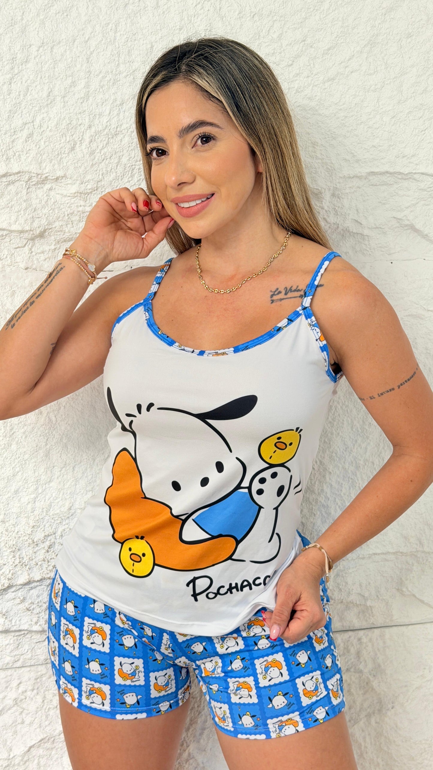 PIJAMA SHORT DAMA TIRAS POCHACO