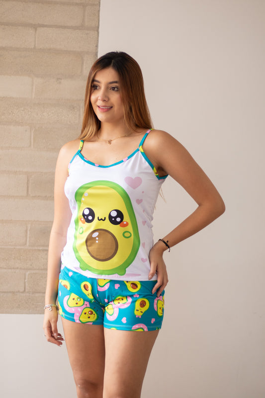 PIJAMA SHORT TIRAS AGUACATE
