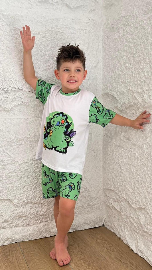 PIJAMA SHORT NIÑO DINOSAURIO