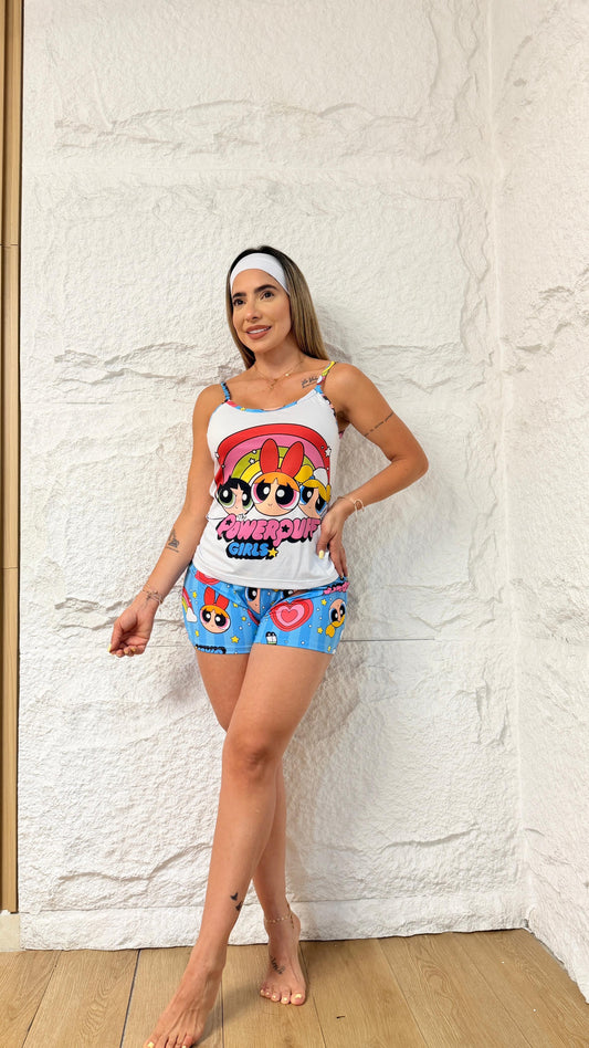 PIJAMA SHORT TIRAS DAMA SUPERPODEROSAS